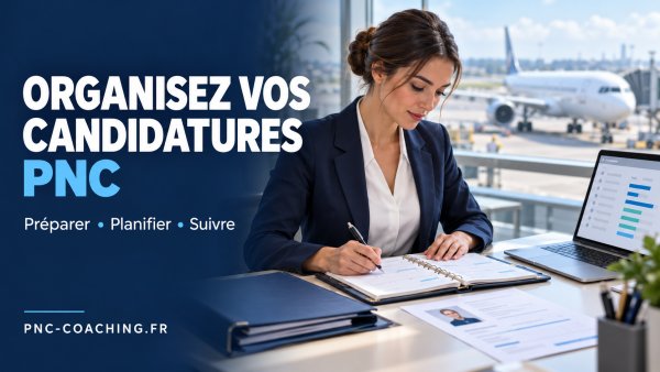 Candidate organisant ses candidatures PNC avec un agenda, un CV et un tableau de suivi.